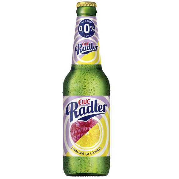 CIUC RADLER Bere cu Aroma de Zmeura si Lamaie 0% alcool 24 x 0,33 L - imagine 2