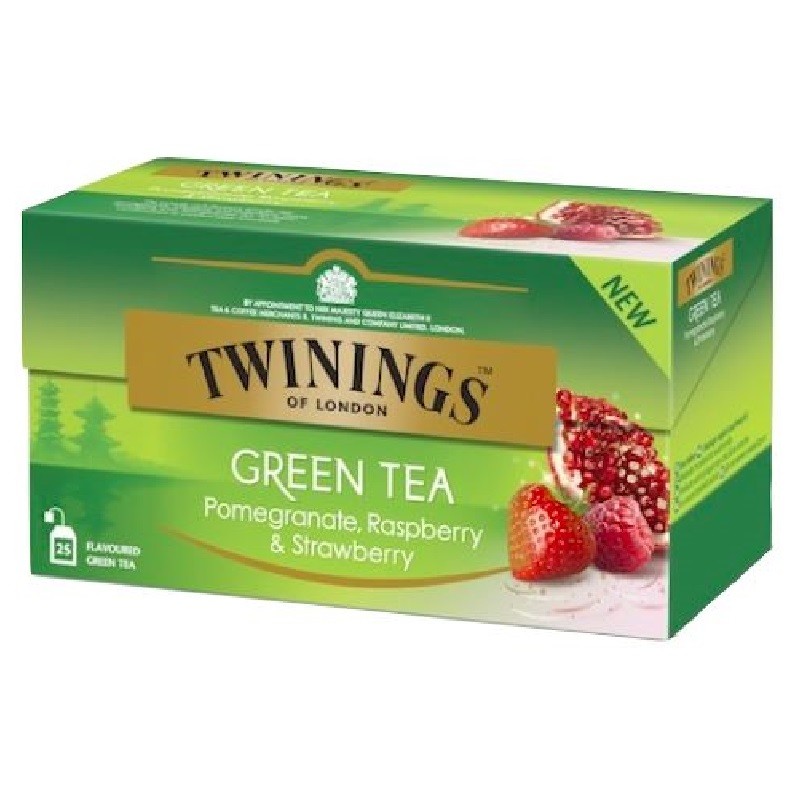 TWININGS - CEAI VERDE CU AROMA DE RODIE,ZMEURA SI CAPSUNI 25*1,5G